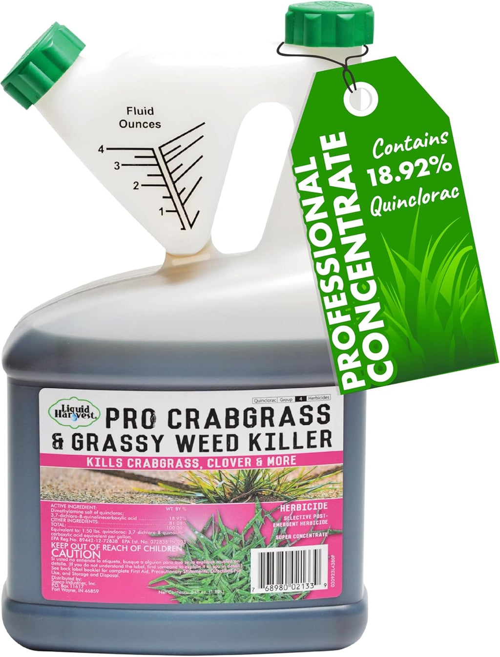 Pro Crabgrass & Grassy Weed Killer - 18.92% Quinclorac (Compare to Drive XLR8) – Concentrated Professional Crabgrass Herbicide – Quick Drying with Residual Control - 64 Ounces