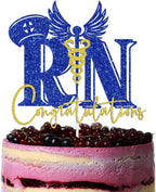 Congratulations RN Cake Topper, 2026 RN Graduation Decorations, Nursing School Survivor, Look at You Becoming A Nurse - Future Nurse Decorations Blue & Gold Glitter