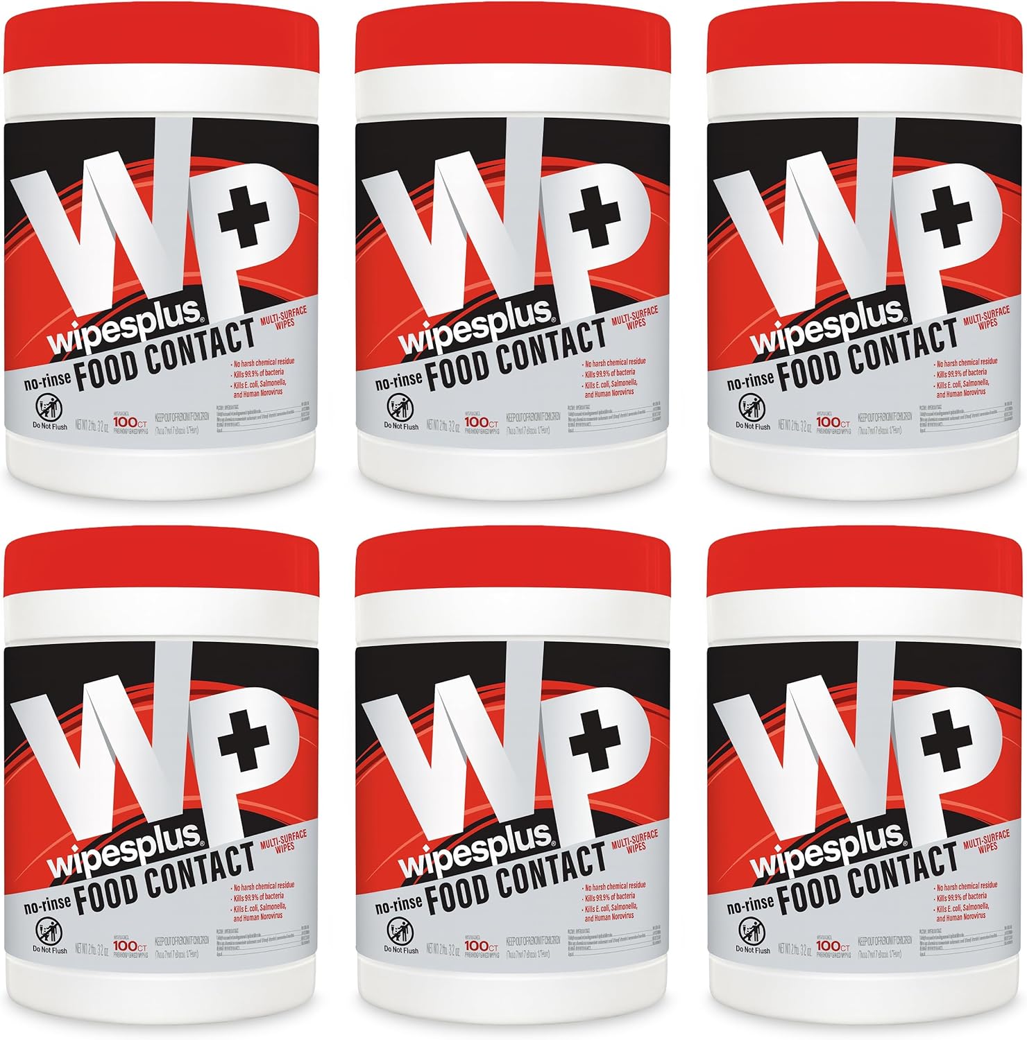WIPESPLUS Cleaning Wipes All Purpose Food Contact - No Rinse, No Residue, Quick Dry Formula, Disinfecting Wipes For Restaurants, Foodservice, Schools - Canister, 100 Count