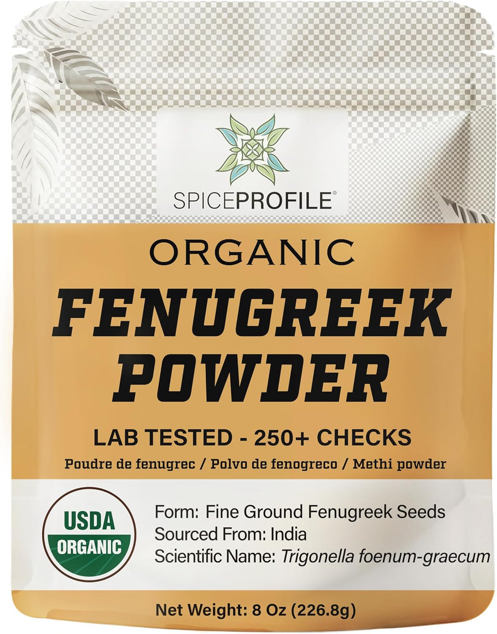 Spice Profile USDA Organic Fenugreek Powder, Lab Tested, Resealable 8 oz Pouch, Methi Ground, Polvo de Fenogreco