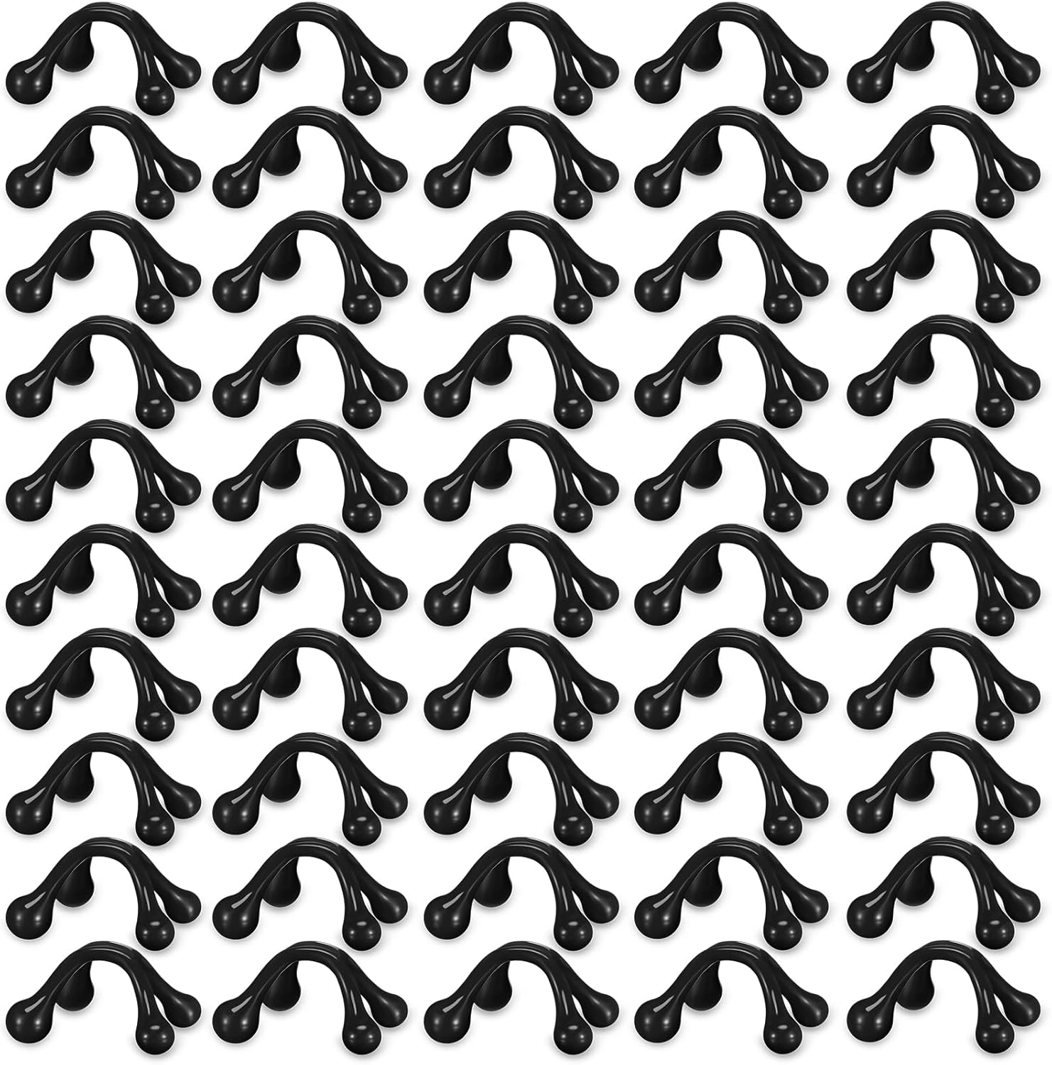 TrelaCo 50 Pack Four Point Massage Tools Christmas for Employees Gift White Elephant Gift 4 Legged Massage Knobs Portable Palm Shaped Manual Back Massager Handheld(Black)