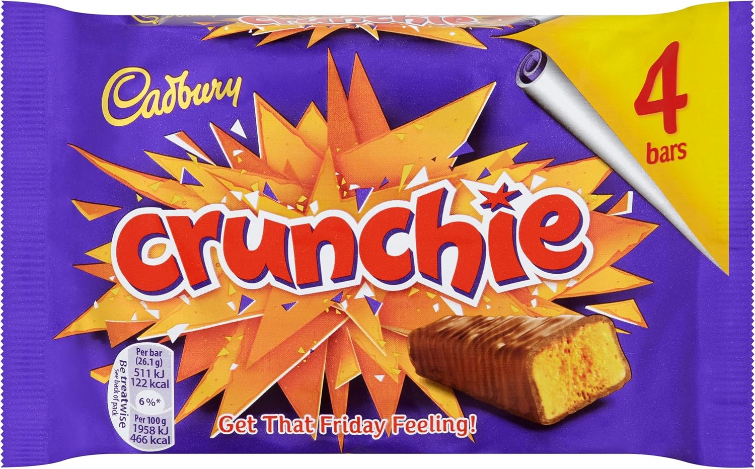 Cadbury Crunchie (4 x 26.1g Chocolate Bars) 104.4g UK / British Chocolate