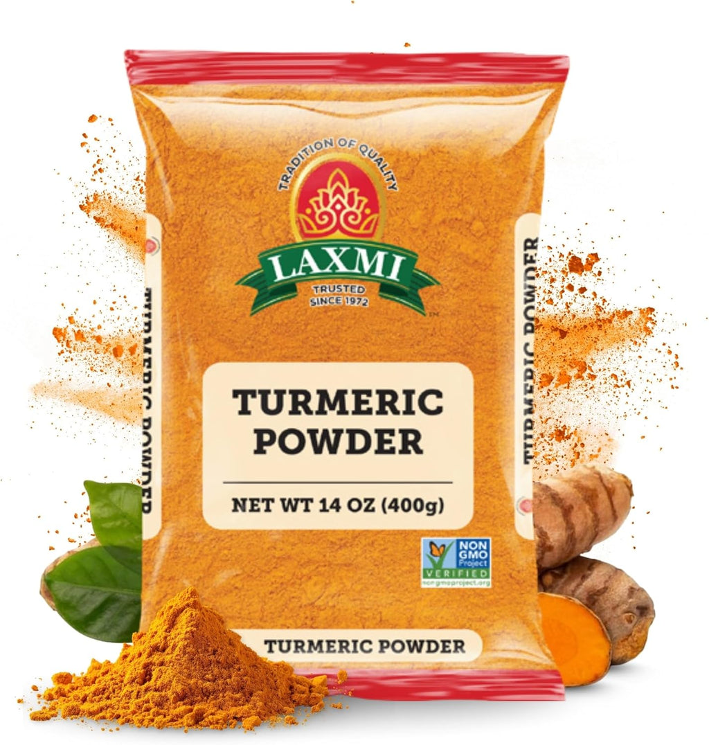 Laxmi Turmeric Powder - 14oz (400g) | Nutrient-Rich Natural Turmeric Powder | Non-GMO certified | Guaranteed Quality and Taste