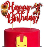 "Irn Man Happy Birthday Cake Topper – Superhero Theme Birthday Party Decoration for Adults – Durable Glitter Cake Topper for Boys Girls, Comic Hero Themed Birthday Party Supplies for Cake Décor"