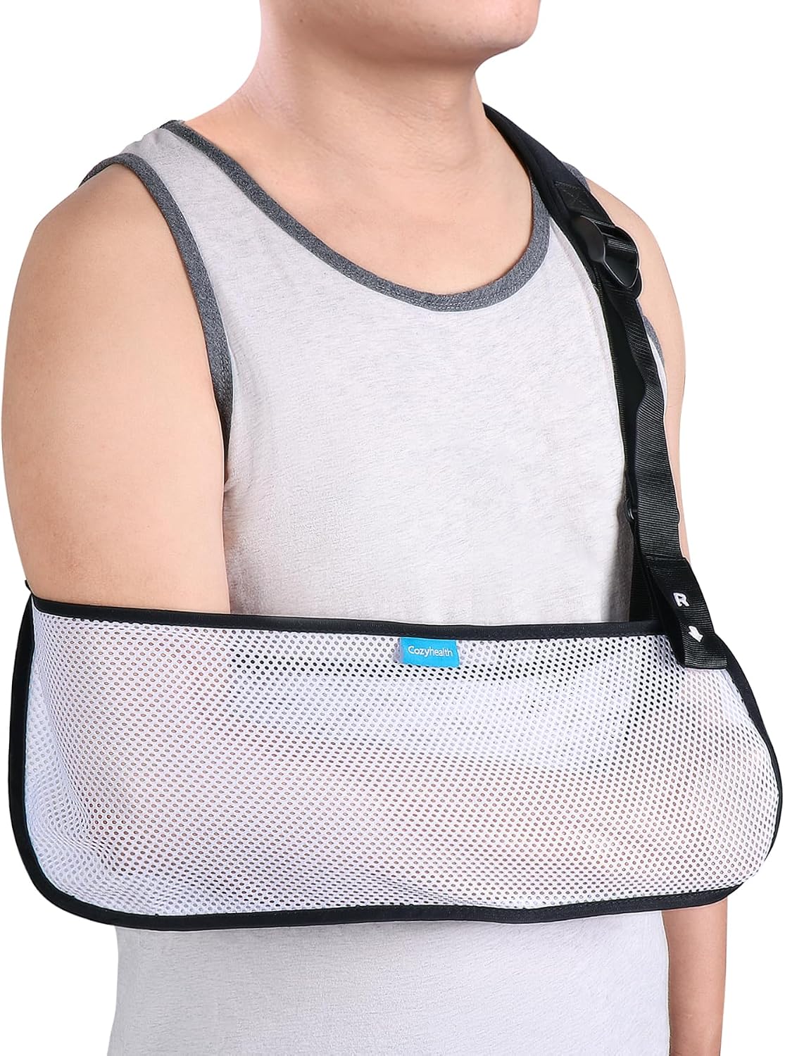 Mesh Arm Shoulder Sling Medical Shoulder Immobilizer for Shoulder Injury Torn Rotator Cuff, Breathable Arm Brace for Shower, Right Left Arm Stabilizes Elbow Arm Wrist Injury for Men Women (White)