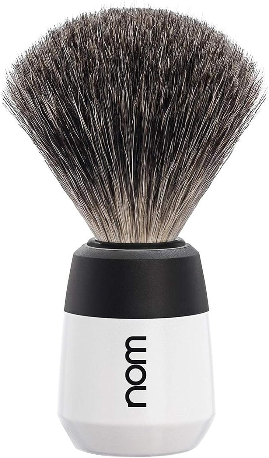 Nom Max Pure Badger Shaving Brush, White