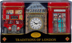 London Icons 3x Mini Tea Tins with Fine English Loose Tea (Big Ben, Red London Bus, Telephone Box)