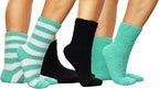 ARAD Premium Soft Warm Microfiber Fuzzy Socks-Multi Color- 3 Pairs- Striped Aqua, Black and Solid Aqua