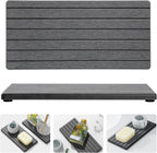 Razborci 2PCS Diatomite Water Absorbing Stone Drying Tray Mat for Bathroom & Kitchen Counter, Instant Dry Drink Bar Coaster, Vanity Sink Caddy Organizer, Dish Soap Sponge Holder, Dark Gray, 8"x3.8"