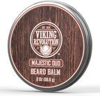 Viking Revolution Majestic Oud Beard Balm - Argan & Jojoba Beard Butter, Softener & Moisturizer with Beeswax - Wax for Men (2oz, 1 Pack)
