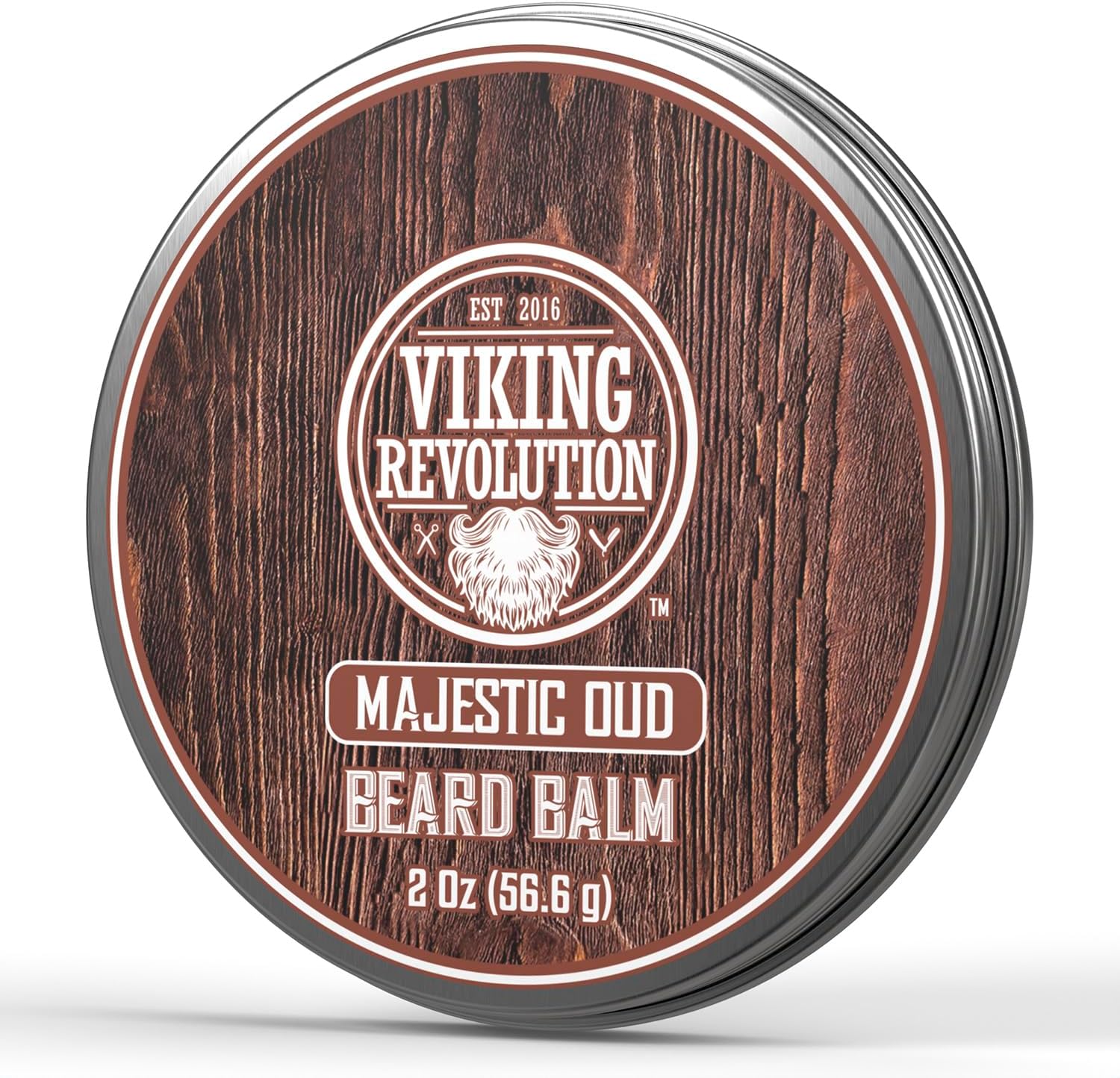 Viking Revolution Majestic Oud Beard Balm - Argan & Jojoba Beard Butter, Softener & Moisturizer with Beeswax - Wax for Men (2oz, 1 Pack)