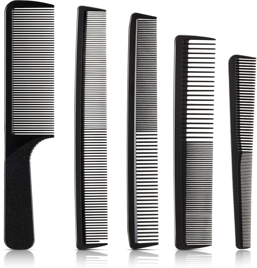5 Pieces Hair Cutting Comb Barber Hair Styling Combs Fine Teeth Carbon Hairbrush Set Anti Static Heat Resistant Hairdressing Tapered Hairbrush for Men Women