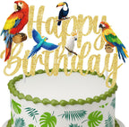 CANDY CHEF Tropical Bird Birthday Cake Topper - Parrot Happy Birthday Cake Pick - Party Decoration for Birds Themed Baby Shower Supplies