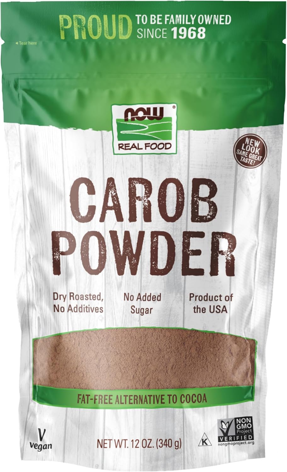 NOW Foods, Carob Powder, Dry Roasted, Additive-Free, Nutritious Substitute for Chocolate, 12-Ounce (Packaging May Vary)
