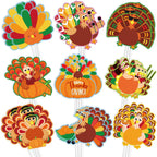 Whaline 72 Pcs Fall Thanksgiving Cupcake Topper 9 Designs Cartoon Turkey Cupcake Picks Turkey Food Picks with Glue Point Appetizers Toothpicks for Autumn Party Supplies Food Decoration