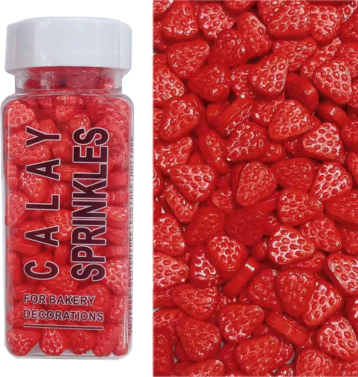 PhilaeEC Red Strawberry Sprinkles Edible for Cake Decoration Spring Sprinkles Baking Cookie Cupcake Toppers Decoration Christmas Vanlentine Easter Supplies