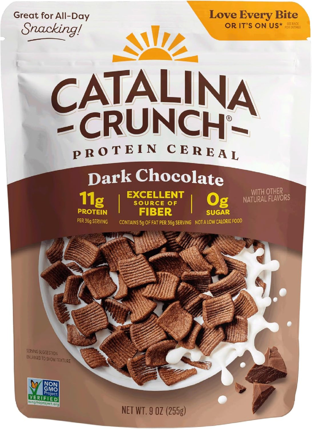 Catalina Crunch Protein Cereal - Sugar Free Breakfast Cereal with 11g of Protein - Gluten Free - Dark Chocolate - 9 oz. Bag (Pack of 1) (Packaging May Vary)