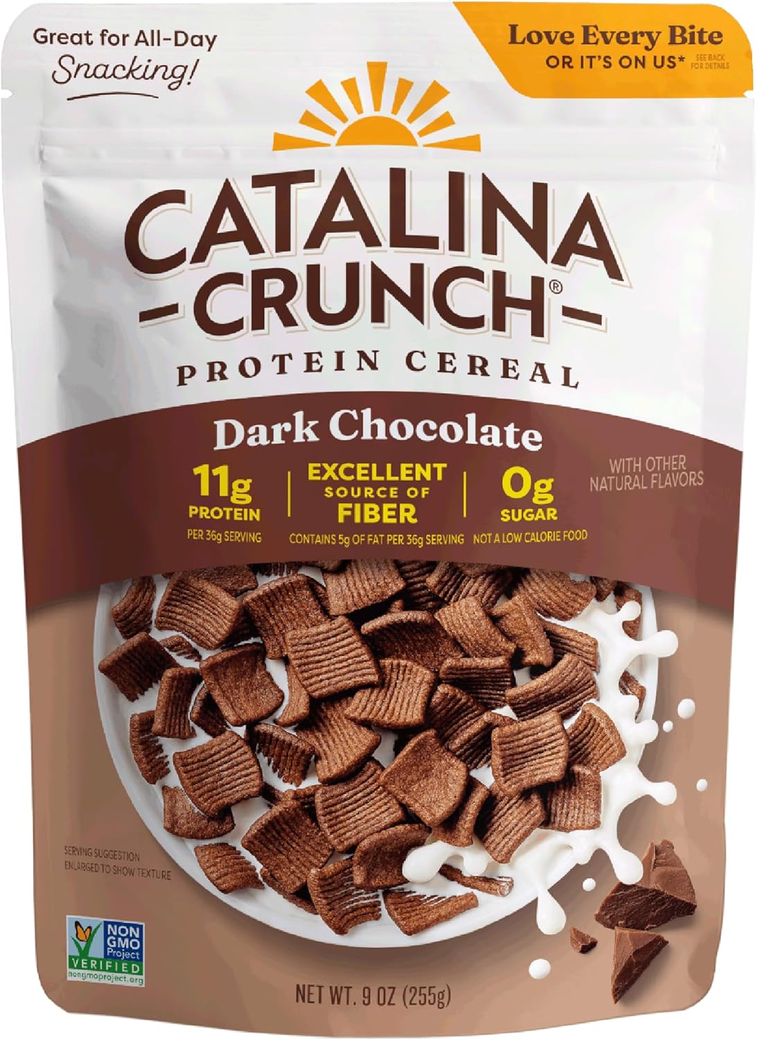Catalina Crunch Protein Cereal - Sugar Free Breakfast Cereal with 11g of Protein - Gluten Free - Dark Chocolate - 9 oz. Bag (Pack of 1) (Packaging May Vary)