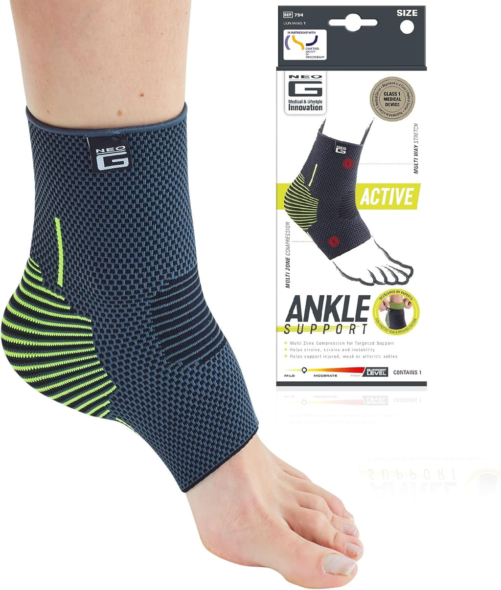 Neo-G Ankle Compression Sleeve Sports – Active – Ankle Compression Sleeve for Running - Lightweight, Elastic, Helps with Strains, Weak Ankles, Injury Recovery, Ankle Swelling Relief - L