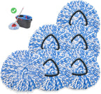 6 Pack Spin Mop Heads Replacements Compatible for O ceda RinseClean 2 Tank System, Microfiber Mop Refills Head for 4.33in Core,Easy to Replace and Deep Cleaning
