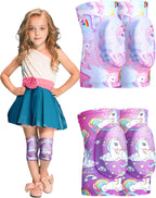 2 Pair Kids Knee Pad Unicorn Anti Slip Padded Sponge Knee Brace Breathable Flexible Toddler Knee Pads Elastic Children Knee Support for Girl Boy Sport Volleyball Dance Skating Basketball, 3-7 Years