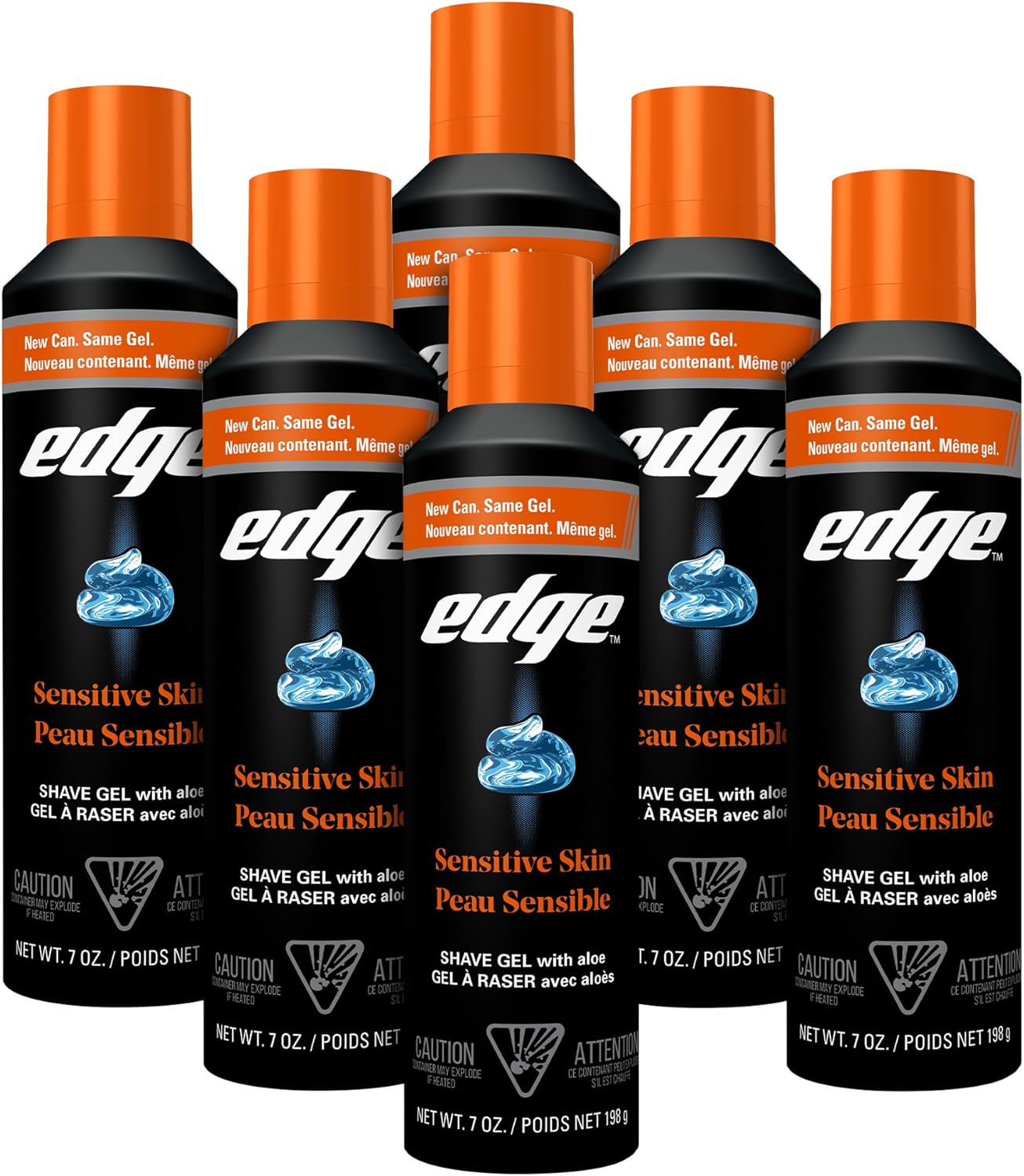 Edge Shaving Gel for Men, Sensitive Skin with Aloe, (6 Pack) - Shave Gel For Men That Moisturizes, Protects and Soothes To Help Reduce Skin Irritation