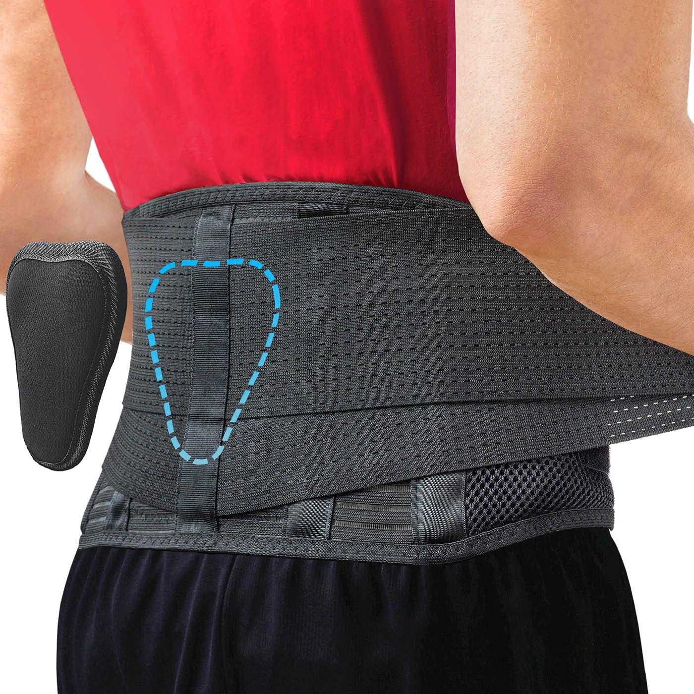 Sparthos Back Brace for Lower Back Pain - Immediate Relief from Sciatica, Herniated Disc, Scoliosis - Breathable + Lumbar Support Pad - For Men & Women - Fits 44–52″ Waist (Large, Check Size Chart)