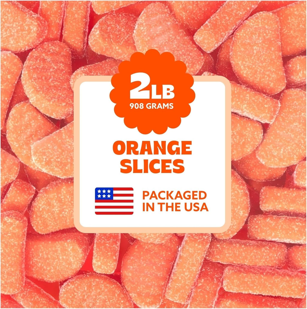 Orange Slices Candy by Cambie, 2 Pounds of Orange Candy, Mouth-Watering Gummies with a Soft and Chewy Texture