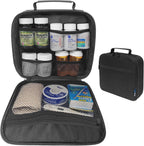 Medium Travel Pill Bottle Organizer, Slim Medicine Bag, Carrier for Medications and Medical Supplies - Black