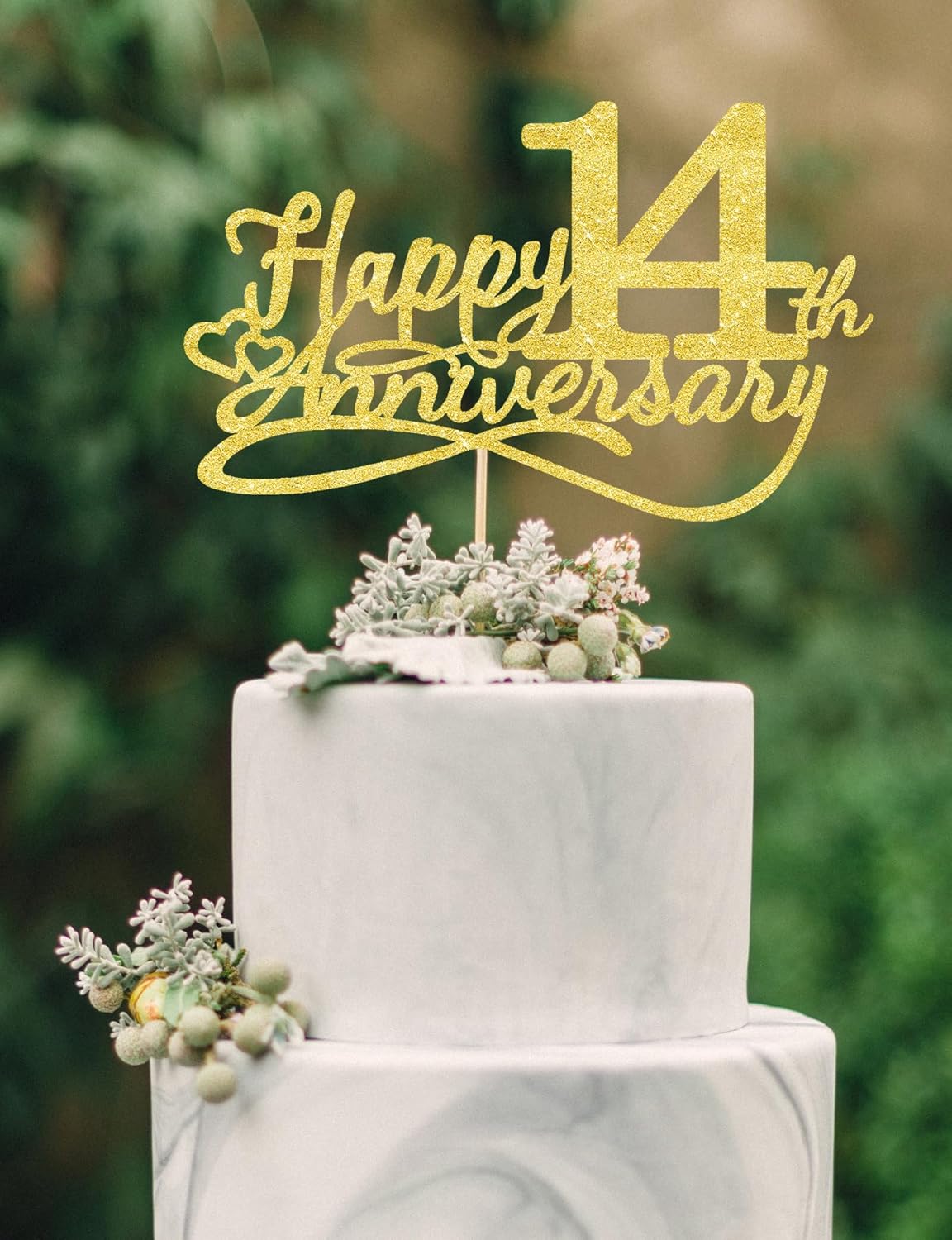 Happy 14th Anniversary Cake Toppers - 14th Wedding Anniversary Decorations, 14th anniversary cake topper, 14th Anniversary Party Decorations fourteen
