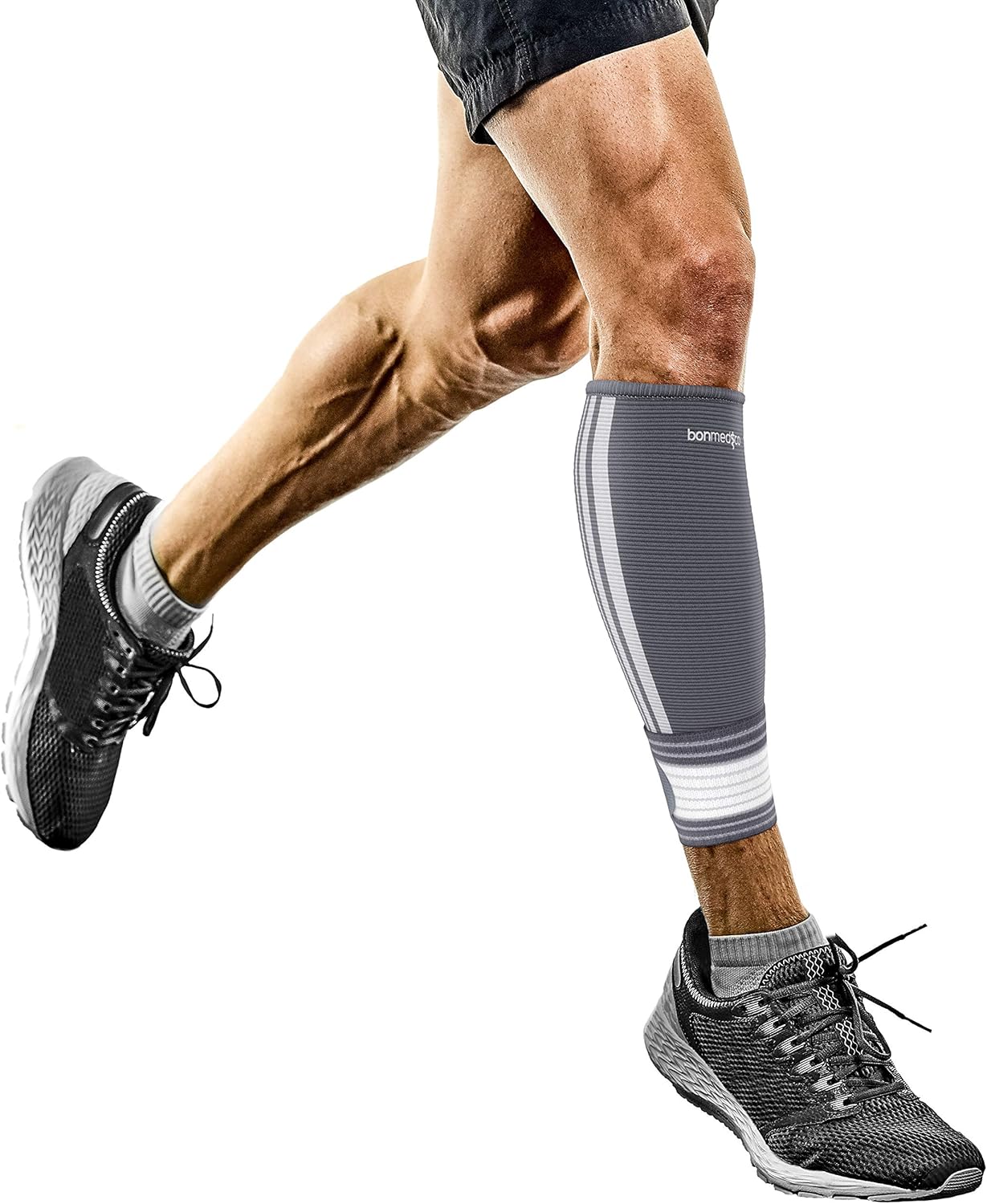 bonmedico Calf Compression Sleeve for Men & Women – Shin Splint Support Leg Brace for Running Cycling Hiking Sports Breathable Compression Calf Sleeves for Better Circulation Muscle Recovery Stability