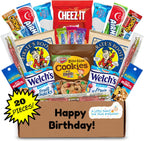 Hangry Kit Birthday Snack Box - (20 count) Happy Birthday Gift Basket Care Package - Contains Birthday Snacks, Cookies, Chips, Candy. Party Variety Gift Box.