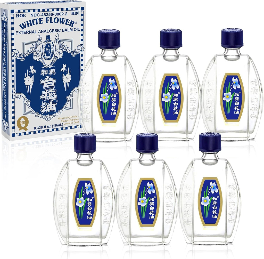 White Flower External Analgesic Balm Oil 10ml/ 0.338fl Oz., Authentic US Import(6 Packs)