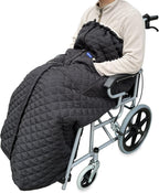 Wheelchair Blanket - Outdoor Lap Blanket with 2 Pockets for Hands - Waterproof and Windproof Foot & Leg Pocket Blanket - Thick Warm Fleece Lined Knee Blanket for Wheelchair, Recliner & Chair (L)