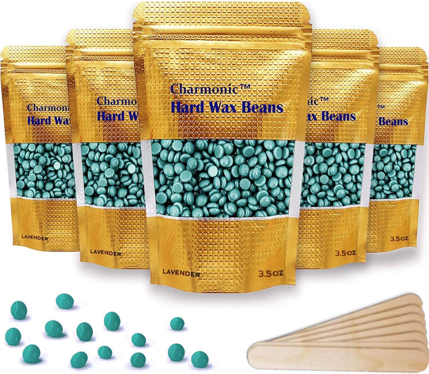 Charmonic 1.1 lb/ 500g Wax Beads, Hard Waxing Beads for Face, Eyebrow, Brazilian, Legs, Body and Bikini Hair Wax Removal, Wax Beans, At Home Waxing Kit for Women & Men