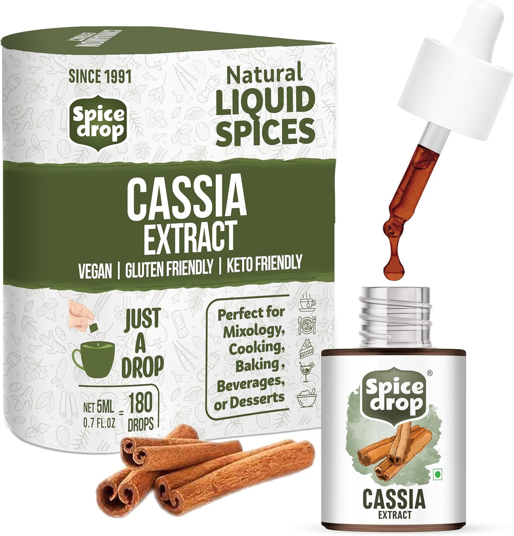 Spice Drop Cinnamon Cassia Extract – Baking, Cooking, Smoothie, Dessert, Coffee, Tea | Premium Quality Rich Aroma & Flavor | No Added Color or Preservative | Sri Lanka Origin | Vegan | 0.17 Oz