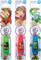 Children's Battery Powered Toothbrush with Flashing Timer - Pack of 3 (Wild Bunch - Boys)