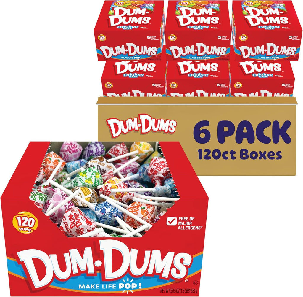 Dum Dums Original Candy Mix Variety Pack - All-Time Classic Flavors, Lollipops Individually Wrapped in Bulk Candy Bag, Assorted Suckers for Valentine's Day, Easter, and Halloween - 720 Count
