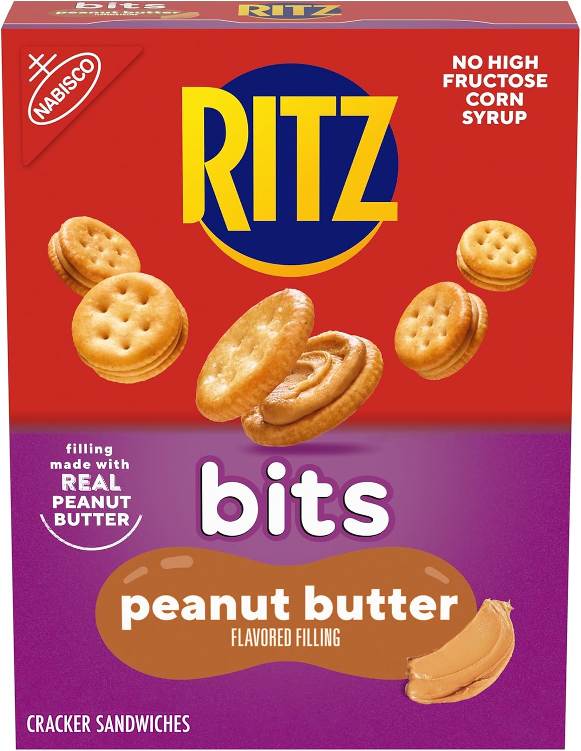 RITZ Bits Peanut Butter Sandwich Crackers, Snacks for Kids and Adults, Lunch Snacks, 8.8 oz