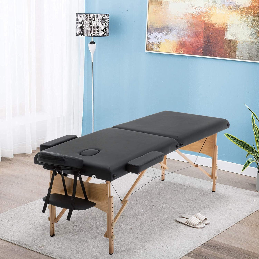 Adjustable Portable Massage Table 73 Inches Long 28 Inches Wide Folding Massage Table Portable Massage Table with Carrying case (Black)