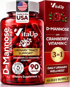 VitaUp D-Mannose Supplements for Women – USA Made D-Mannose with Cranberry & Vitamin C – Cranberry Pills for Women for Urinary Tract & Bladder, Immune Support – 90 Vegan Capsules