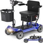 Lightweight Mobility Scooter for Adults & Seniors - Cruise & Airport Approved, 43lb Foldable Portable Motorized Scooters with Removable Lithium Battery for 12.4 Miles Travel, 300lb Capacity, Blue