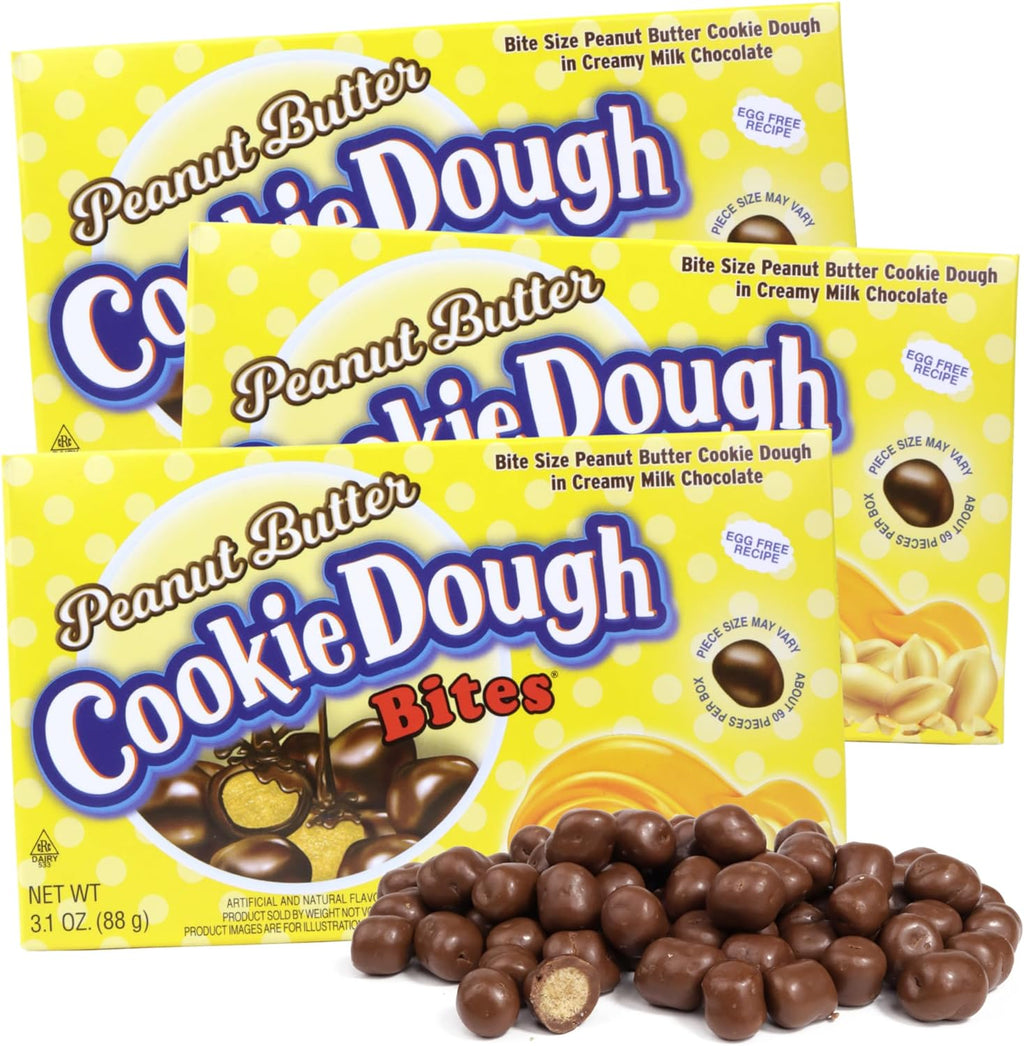 Peanut Butter Edible Cookie Dough Bites, Mini Dessert Topper Candy, 3.1 Ounces (Pack of 3)