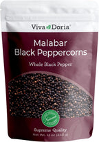 Viva Doria Malabar Black Peppercorns, Whole Black Pepper, Black Peppercorn For Grinder Refills, 12 Ounces