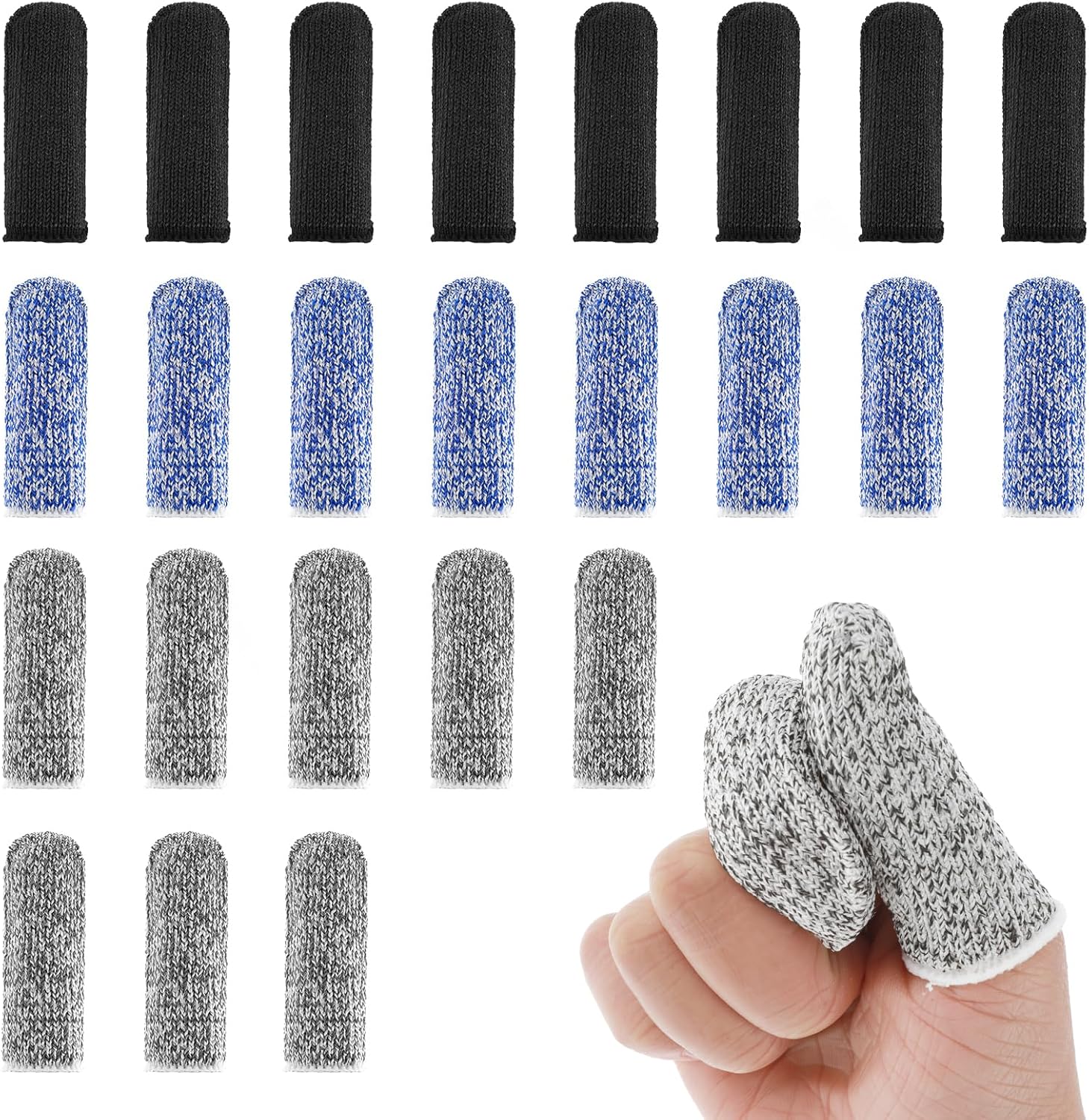 Ouligay 24Pcs Finger Cots Cut Resistant Finger Protectors Thumb Protector Finger Gloves Finger Sleeve Protectors for Garden, Kitchen, Work, Sculpture