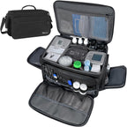 Mancro Medical Bag, Home Health Nurse Bag with Nonslip Bottom, Removable Shoulder Strap, Water-Resistant Empty First Aid Organizer for Medical Student, Therapist, Black