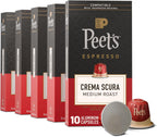 Peet's Coffee, Medium Roast Espresso Capsules, Compatible with Nespresso Original Machine, 100% Arabica Coffee - Crema Scura Intensity 9, 50 Count (5 Boxes of 10 Espresso Capsules)