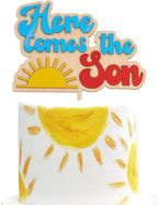 Here Comes The Son Baby Shower Cake Topper - Boho Sunshine Wooden Cake Topper,Boy Retro Sun Party Deco (SON TOPPER)