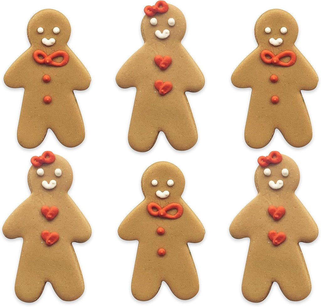 Anniversary House Gingerbread Friend Sugar Toppers - 6 Pcs, Multi-colour, Cake Topper, Christmas Party, Warm & Earthy Tones, Red, Green