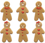 Anniversary House Gingerbread Friend Sugar Toppers - 6 Pcs, Multi-colour, Cake Topper, Christmas Party, Warm & Earthy Tones, Red, Green